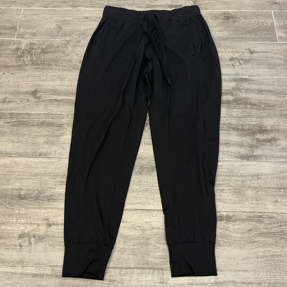 VIVELY Pants - VIVELY Black Joggers Pants Womens Size S Drawstring Zip Pockets Athleisure